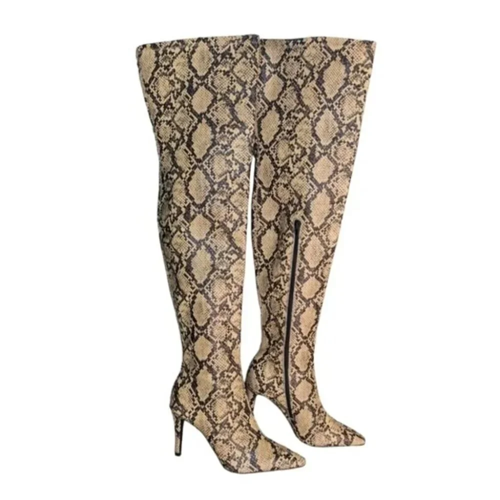 Design Concept Studio Reptile Snake Print Thigh High Boots Size 7